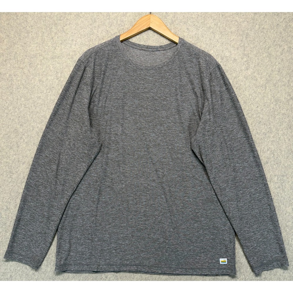 Vouri Mens‎ Long Sleeve T-Shirt Heathered Gray Crew Neck Athletic Essentials L